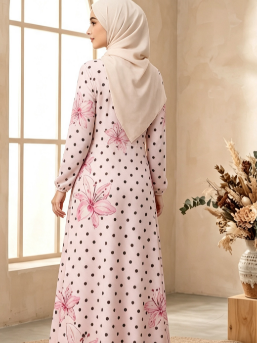 Pink Printed Jalabiya
