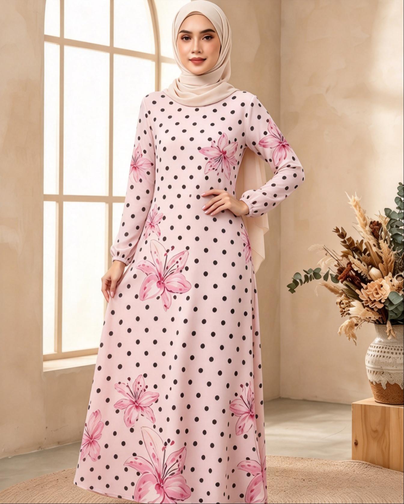 Pink Printed Jalabiya