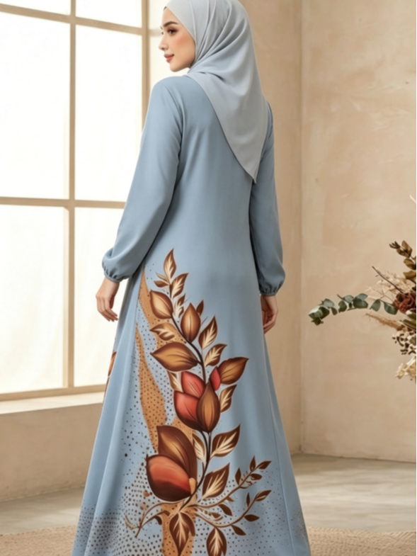 Light Blue Printed Jalabiya