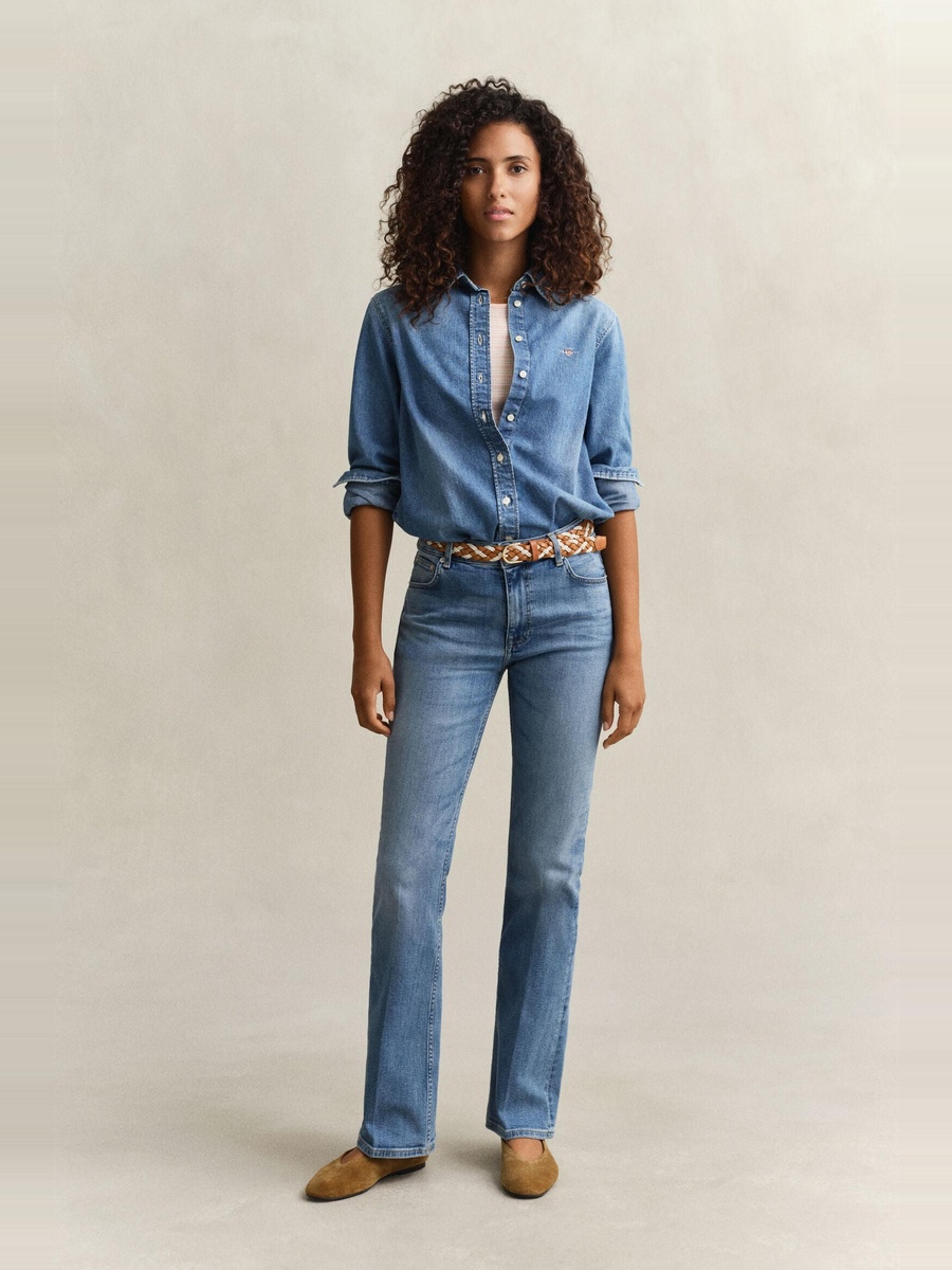 Blue Flared Stretch Jeans