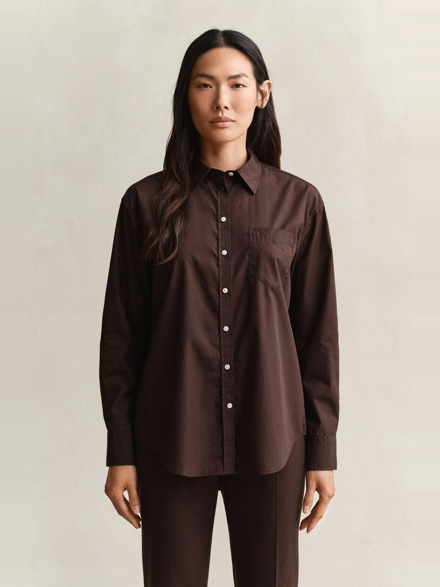 Brown Relaxed Classic Poplin Shirt