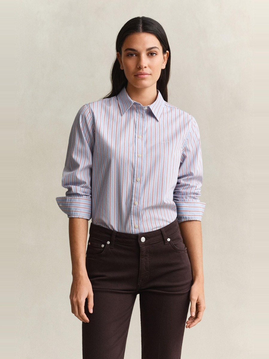 Light Blue Regular Classic Poplin Stripe Shirt
