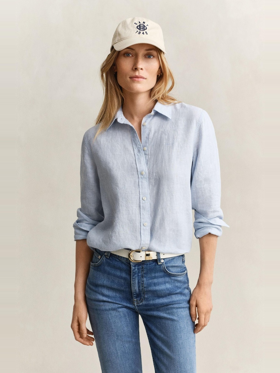 Light Blue Regular Fit Linen Shirt