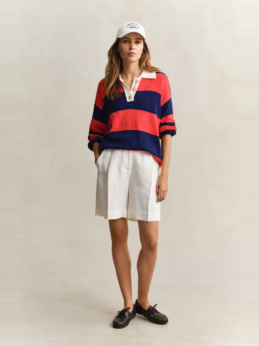 White Tailored Linen Blend Shorts