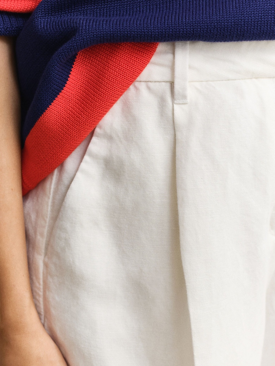 White Tailored Linen Blend Shorts