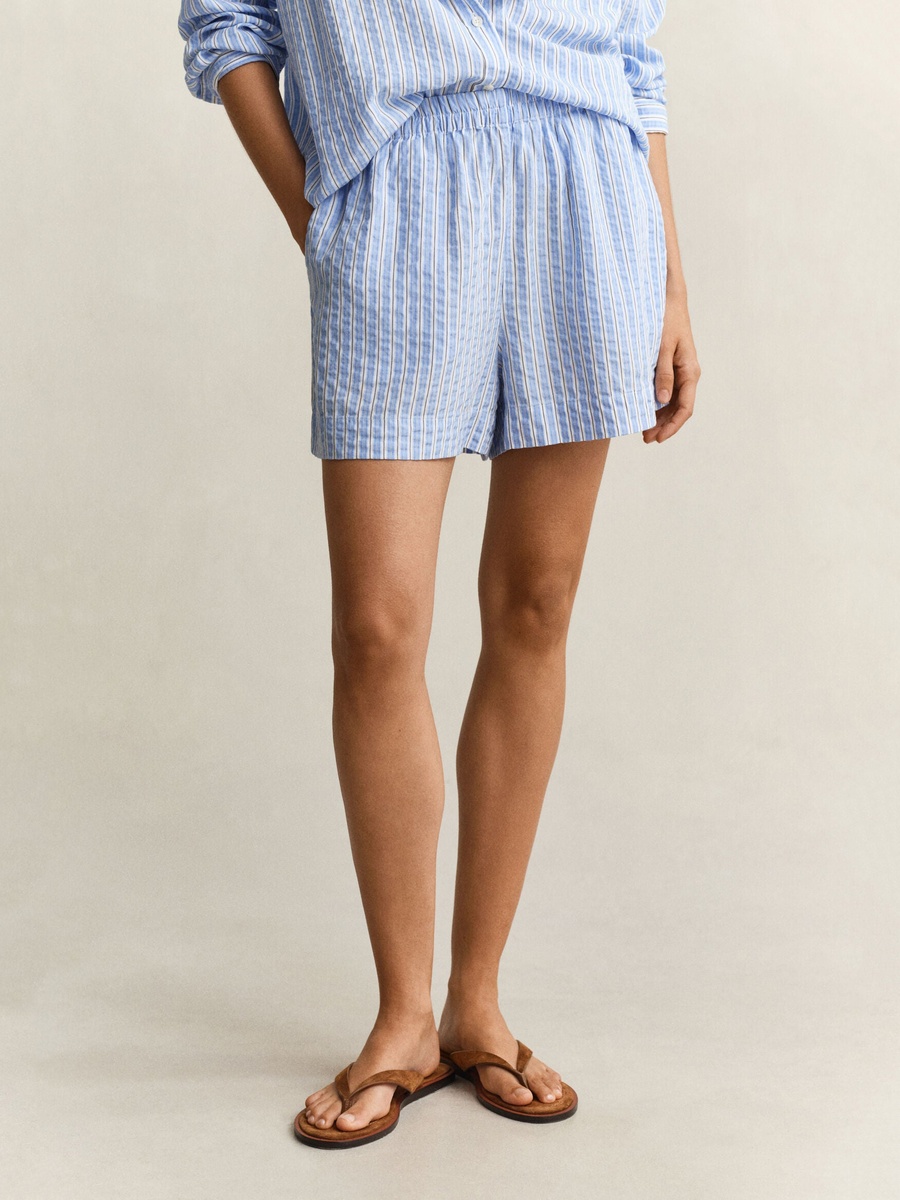 Blue Striped Seersucker Shorts