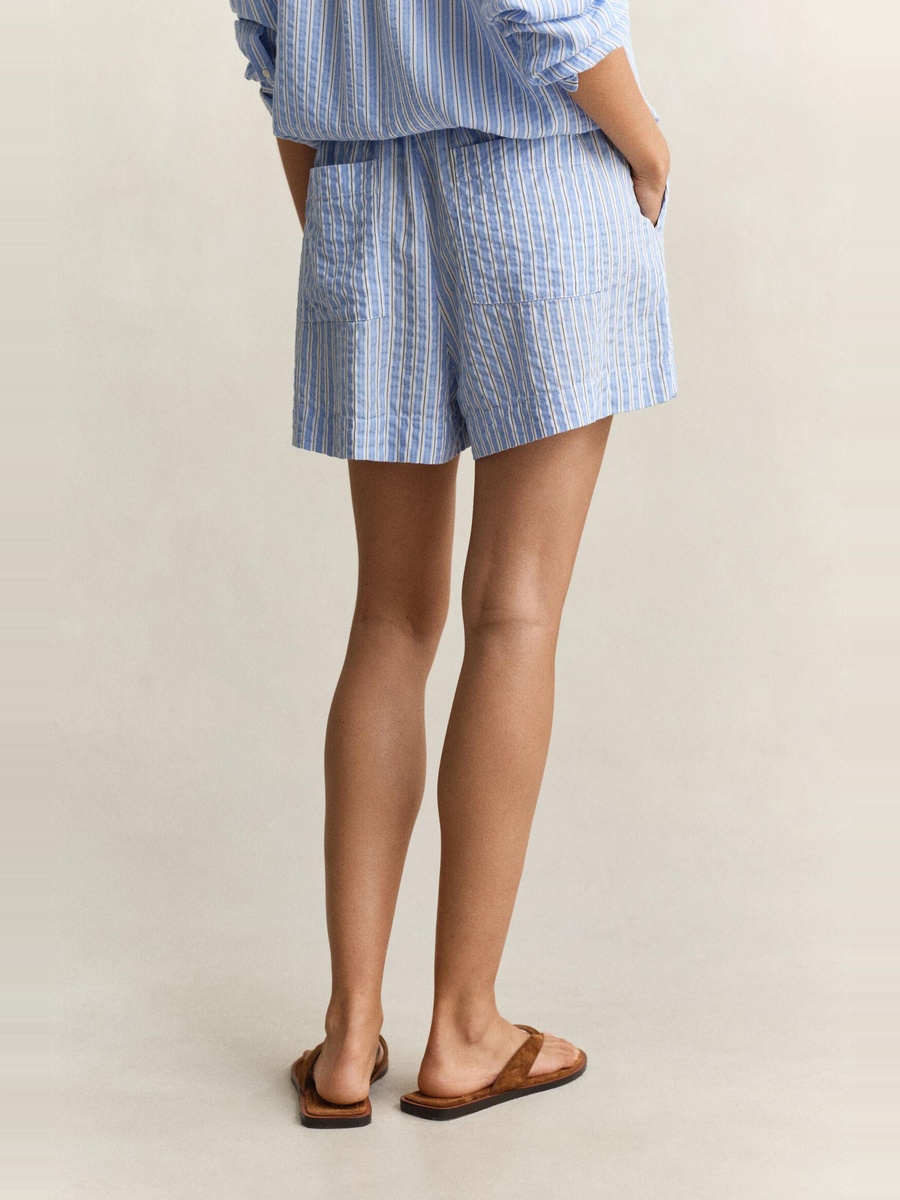 Blue Striped Seersucker Shorts