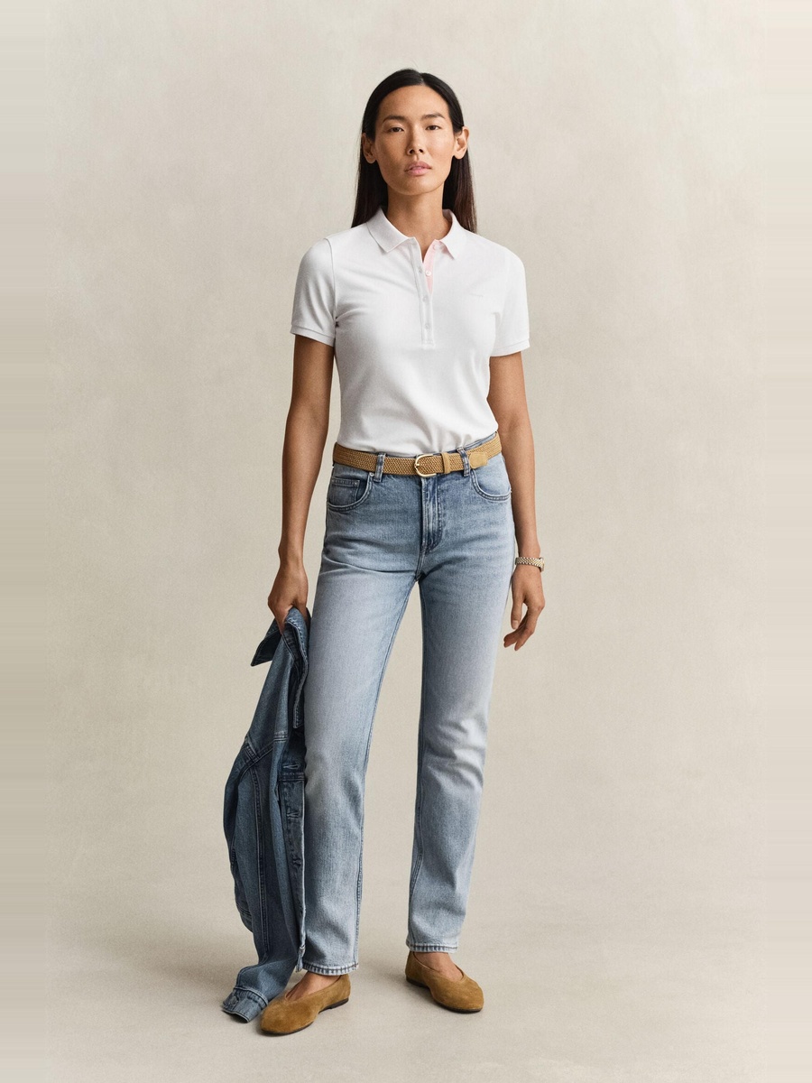 White Contrast Pique Polo T-Shirt