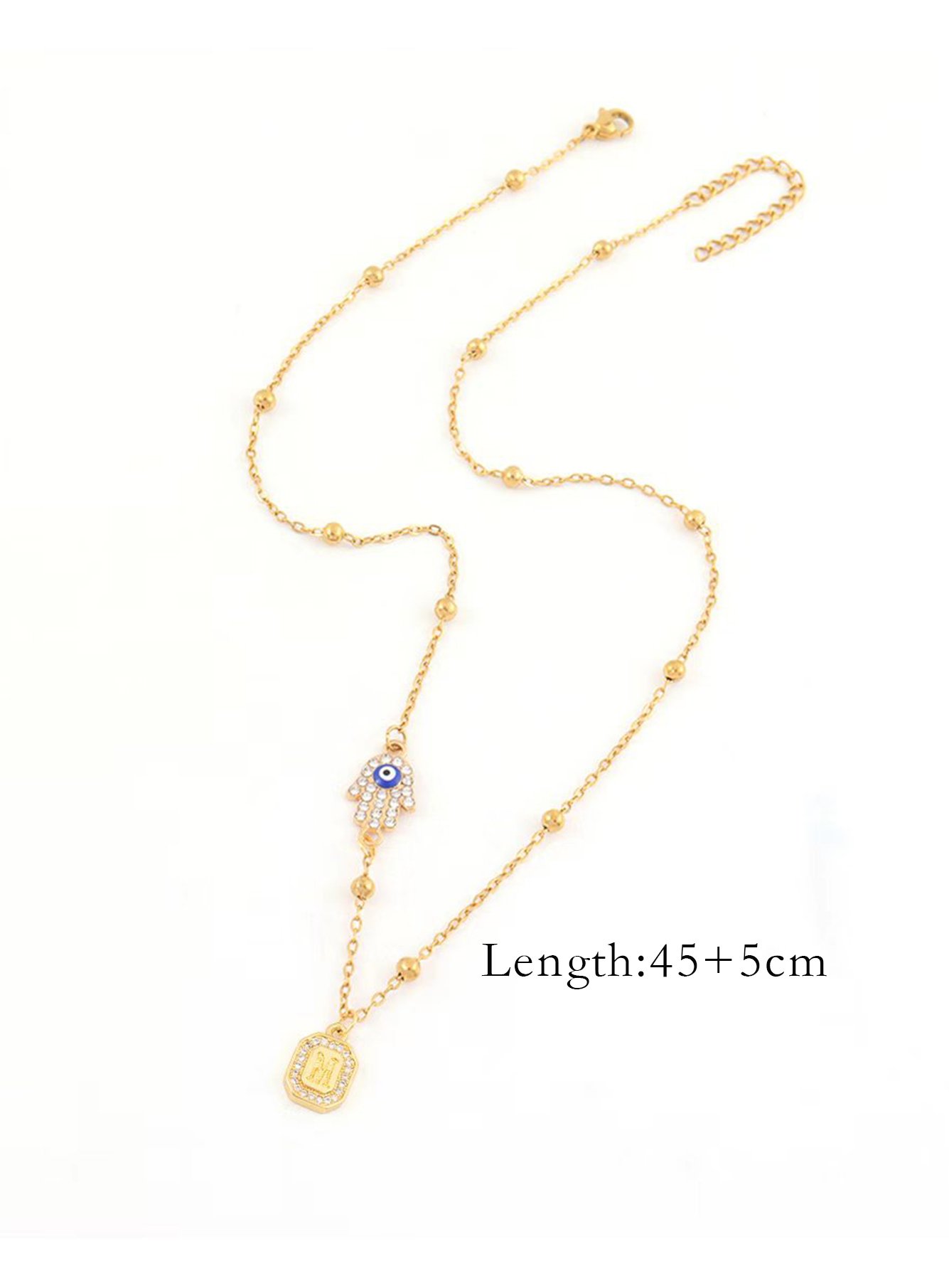 Initial Hamsa Hand Pendant Necklace