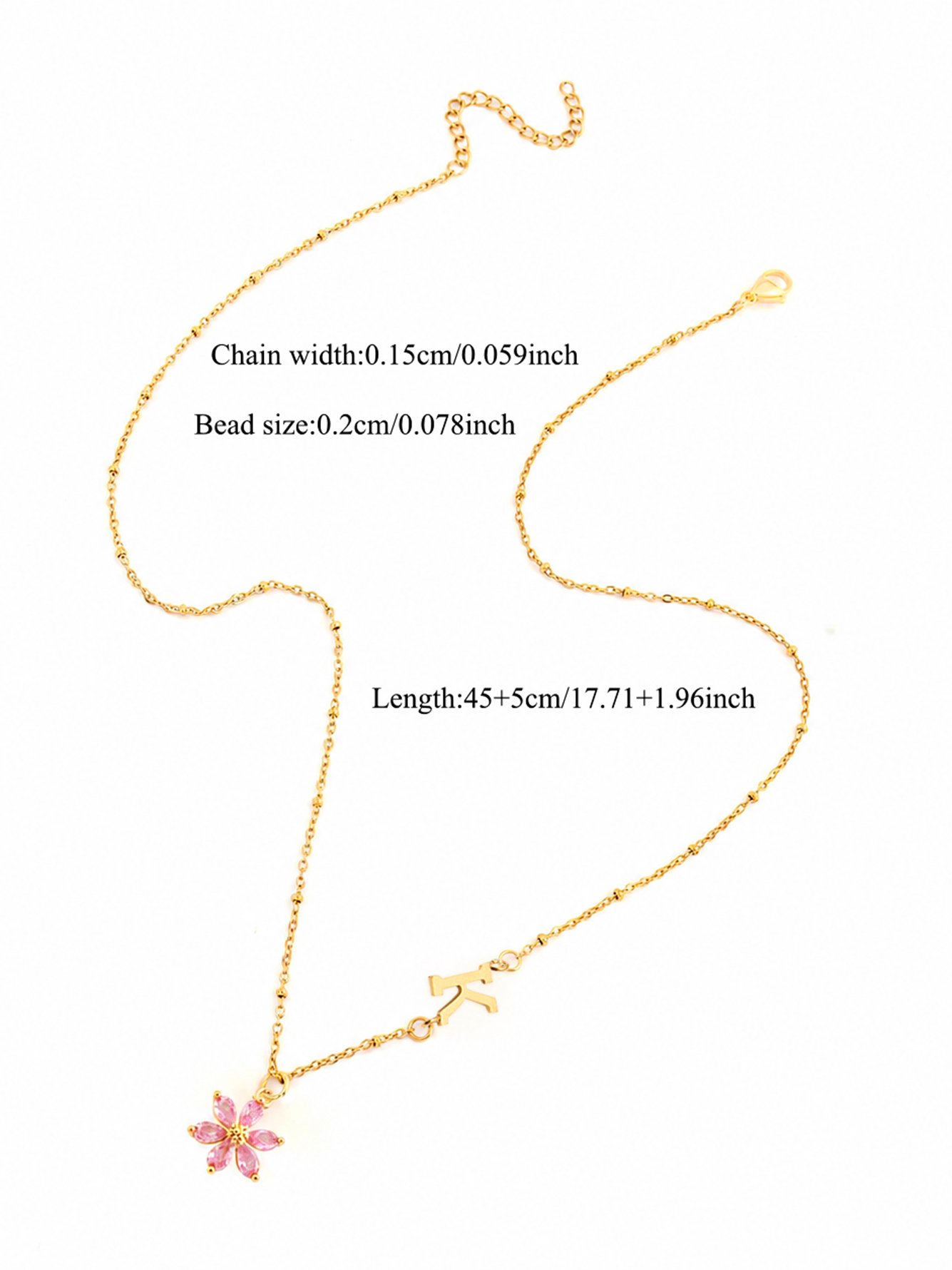 Gold Initial and Flower Pendant Necklace