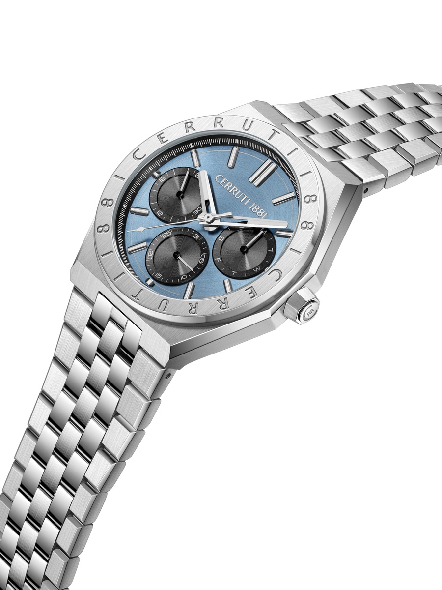 Ravello Light Blue Dial, Stainless Steel Bracelet, Multifunction Watch for Men, 42mm