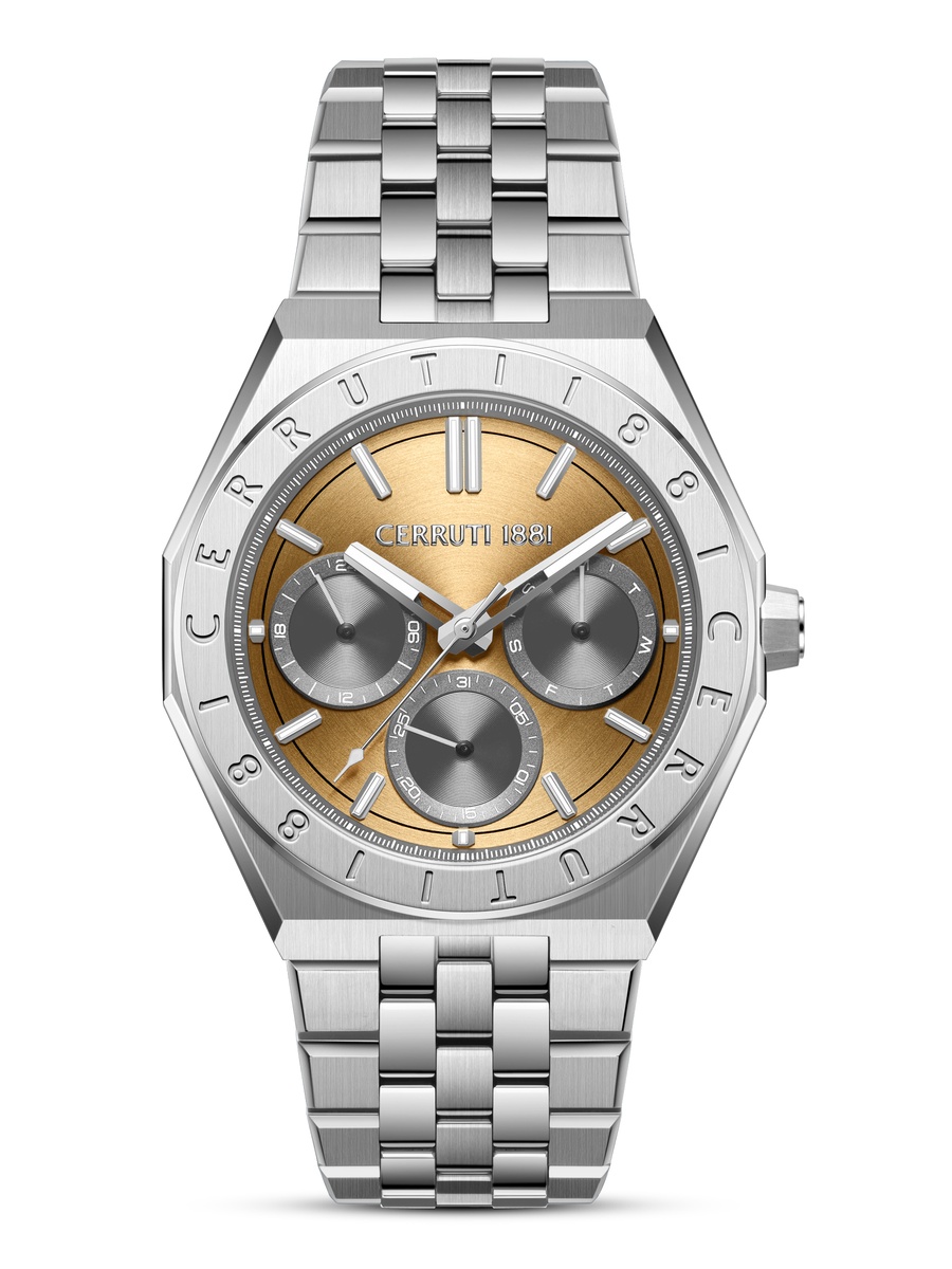 Ravello Brown Dial, Stainless Steel Bracelet, Multifunction Watch for Men, 42mm