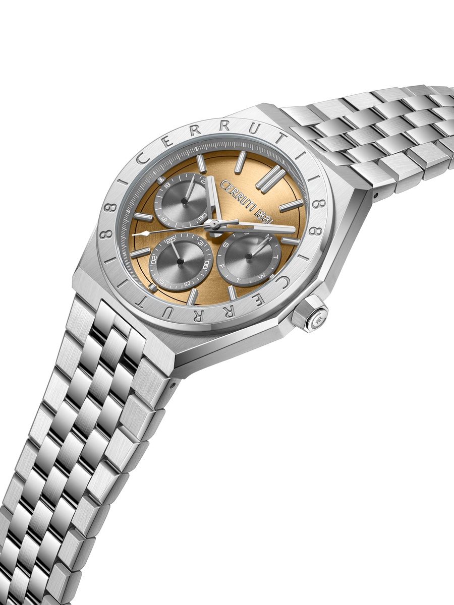 Ravello Brown Dial, Stainless Steel Bracelet, Multifunction Watch for Men, 42mm