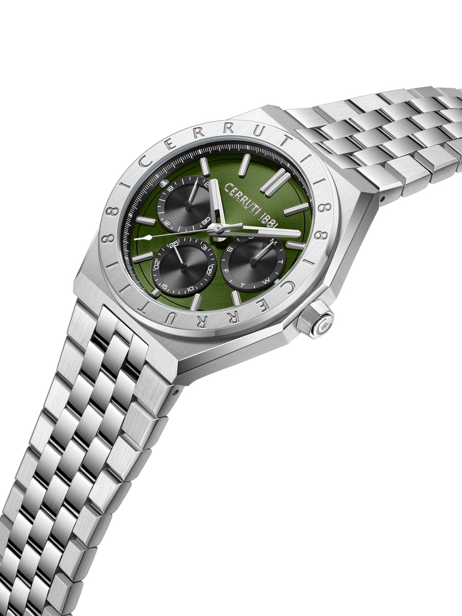 Ravello Dark Green Dial, Stainless Steel Bracelet, Multifunction Watch for Men, 42mm