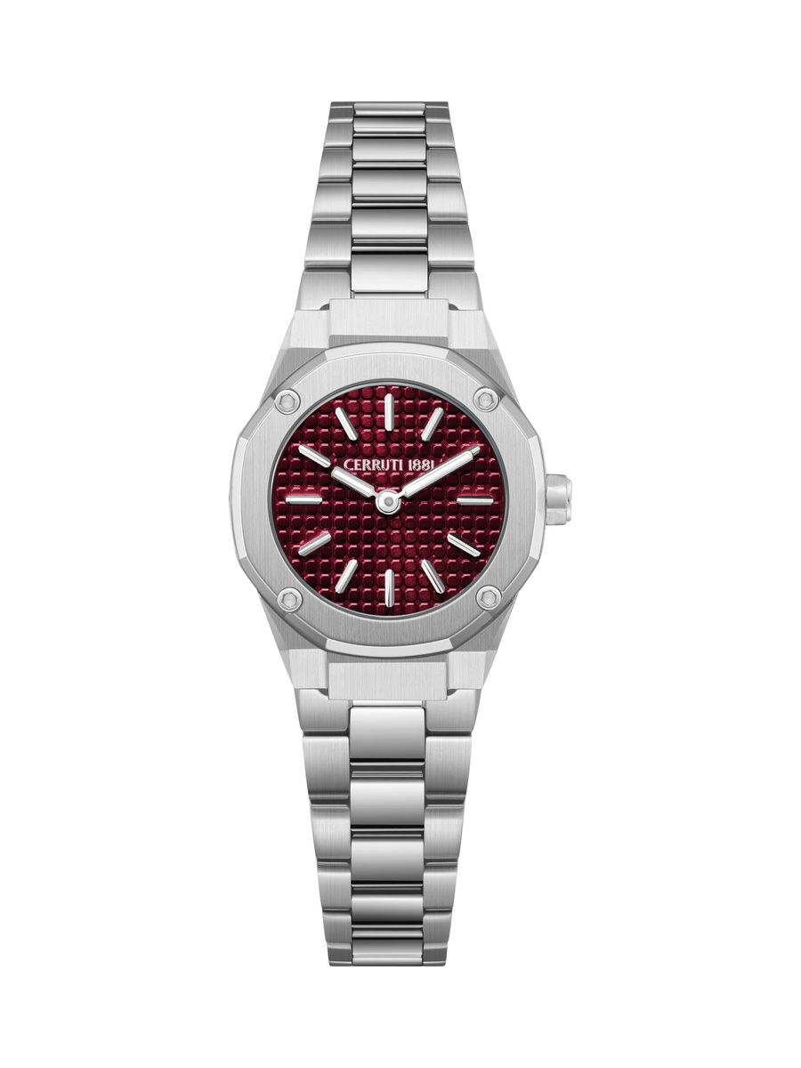 Razzuolo Burgundy Dial, Stainless Steel Bracelet, Analog Watch for Women, 24mm