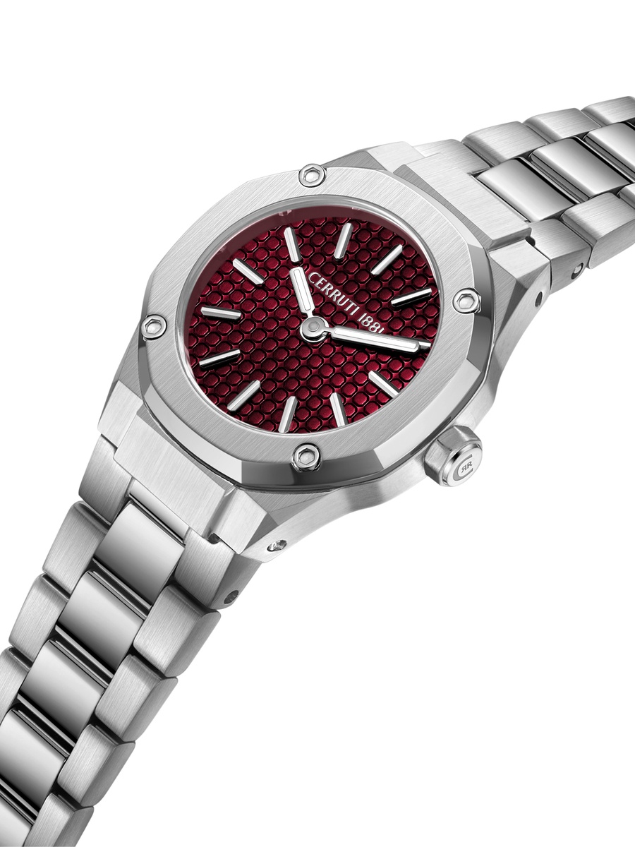 Razzuolo Burgundy Dial, Stainless Steel Bracelet, Analog Watch for Women, 24mm