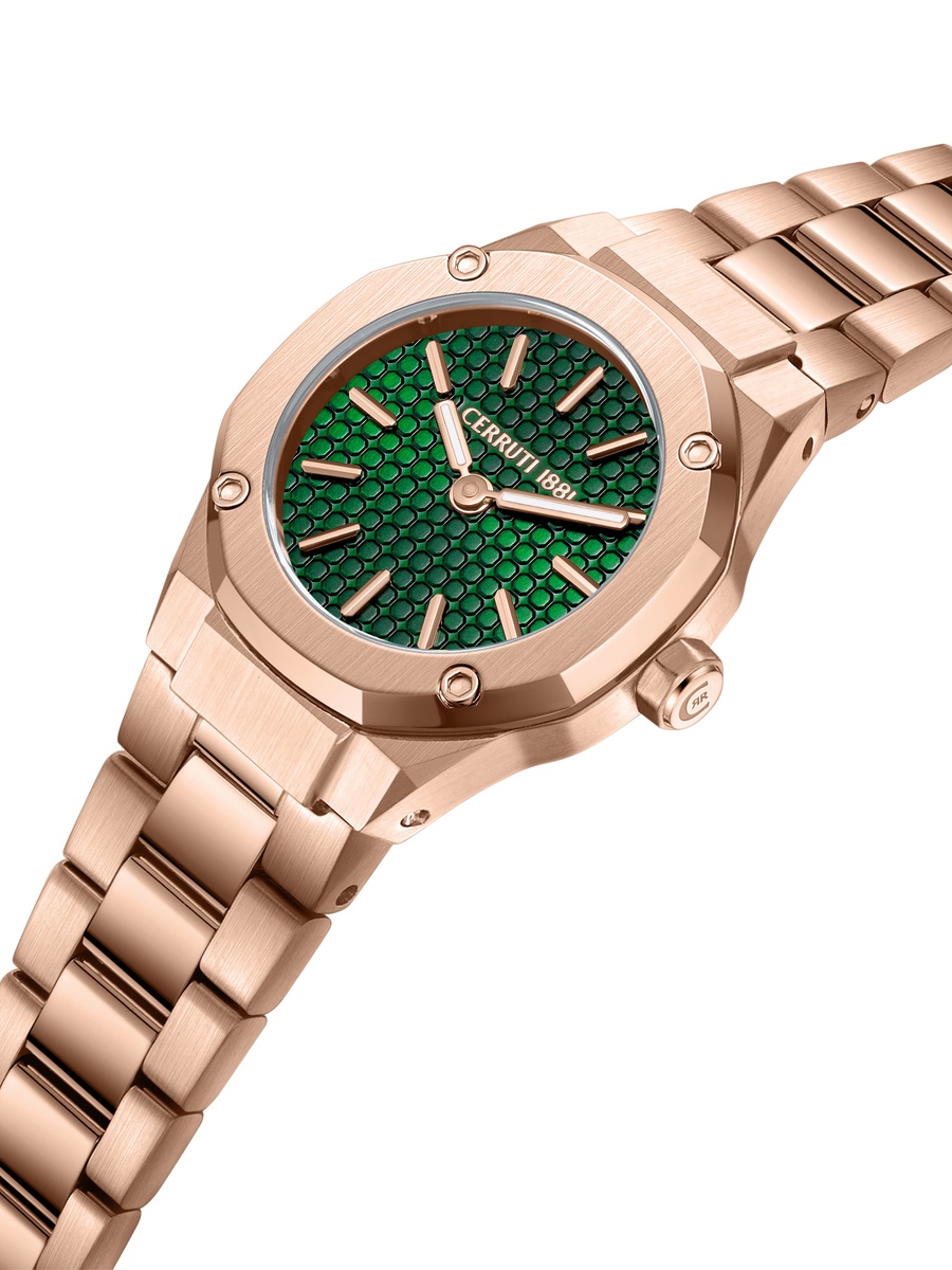 Razzuolo Dark Green Dial, Stainless Steel Bracelet, Analog Watch for Women, 24mm