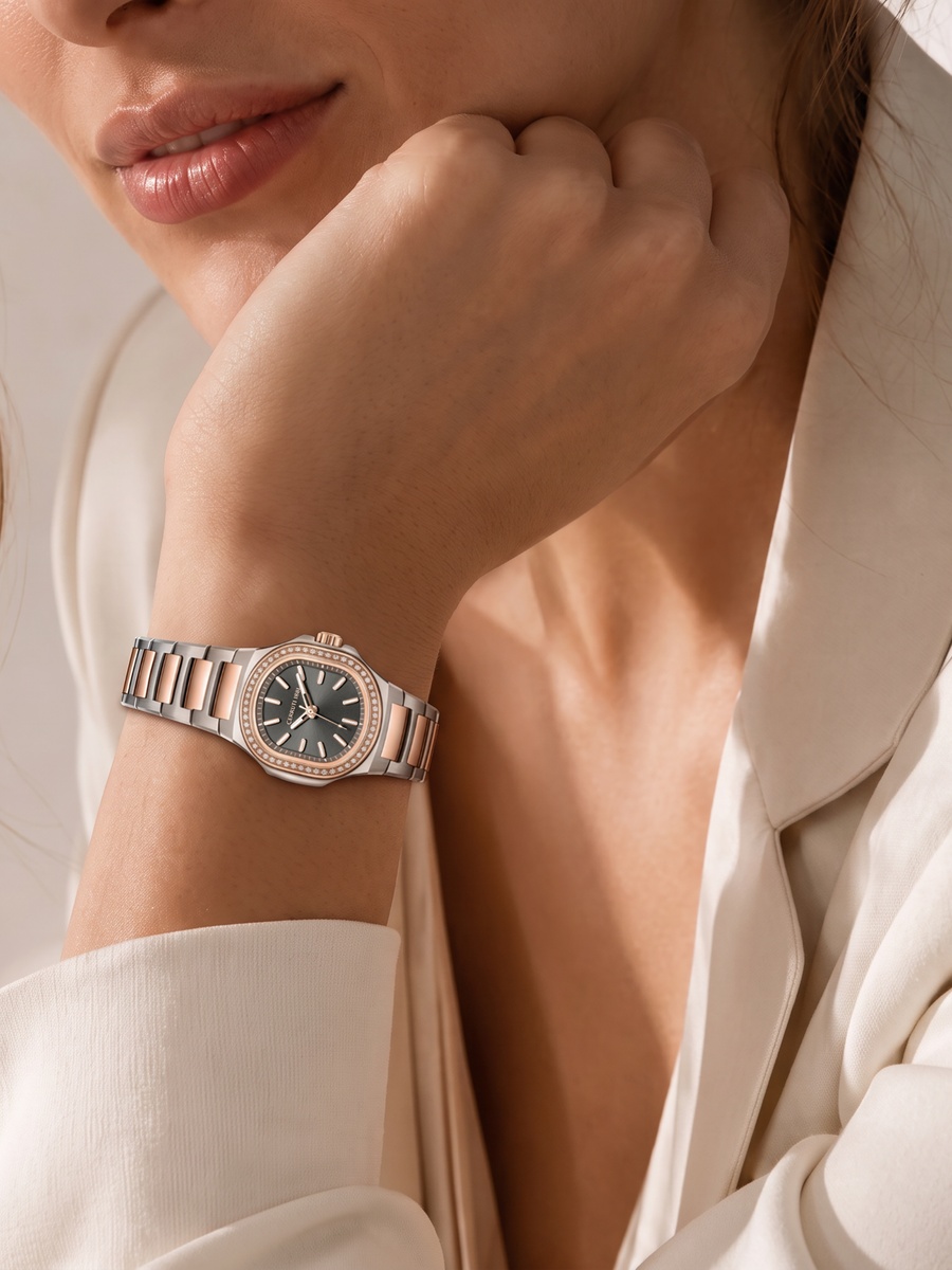 Trento Lady Dark Grey Dial, Stainless Steel Bracelet, Analog Watch for Women, 26mm