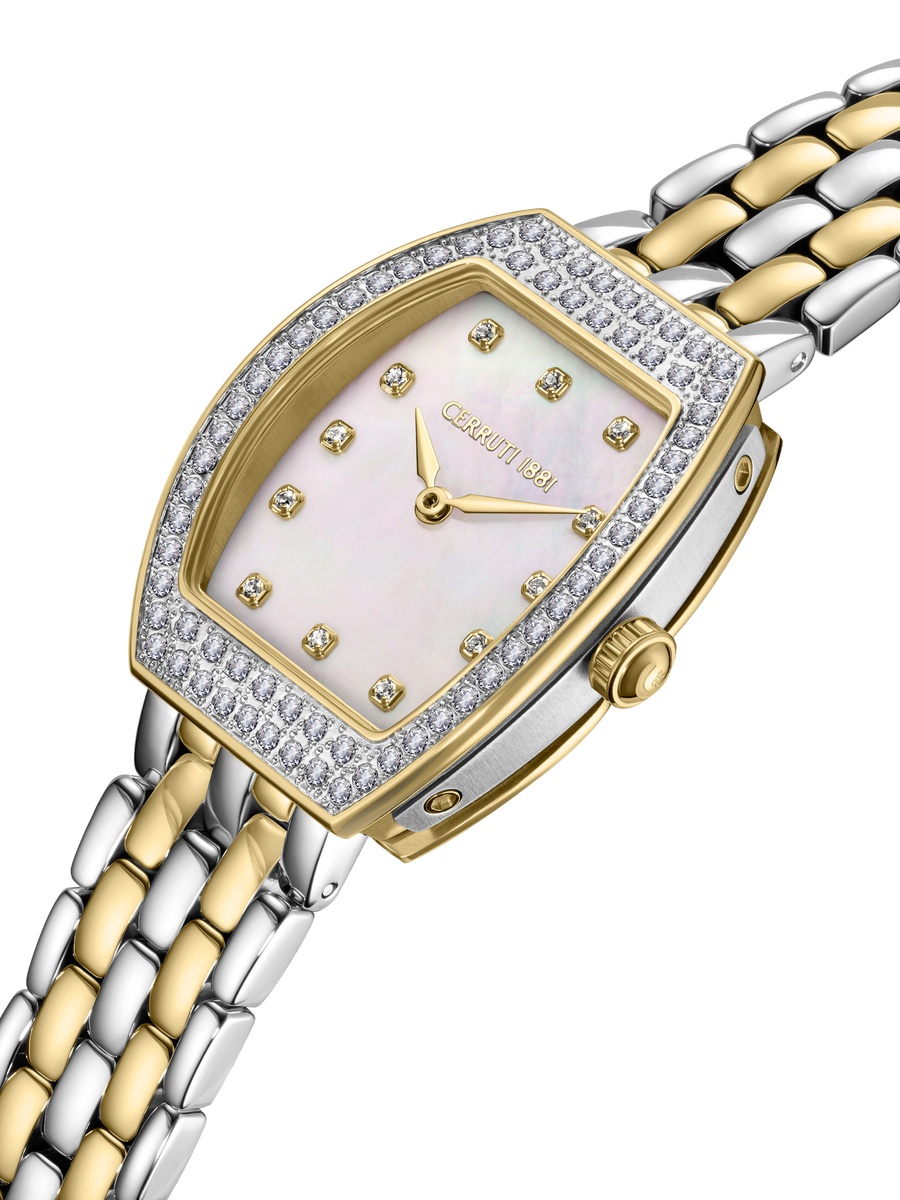 Calliano White Mother-of-pearl Dial, Stainless Steel Bracelet, Analog Watch for Women, 29mm