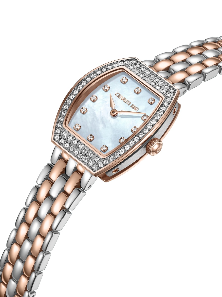 Calliano White Mother-of-pearl Dial, Stainless Steel Bracelet, Analog Watch for Women, 29mm