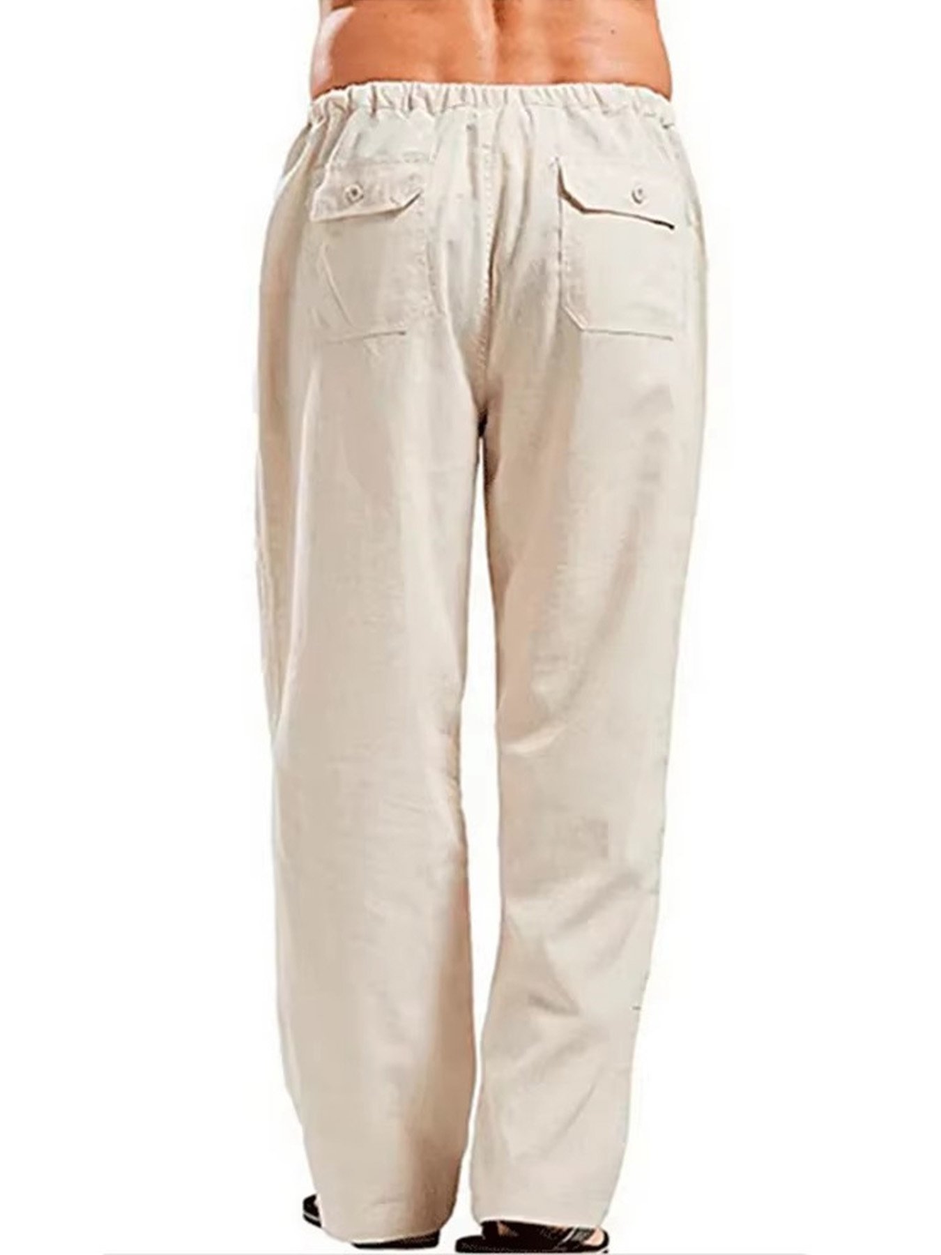 Beige Solid Relaxed Pants