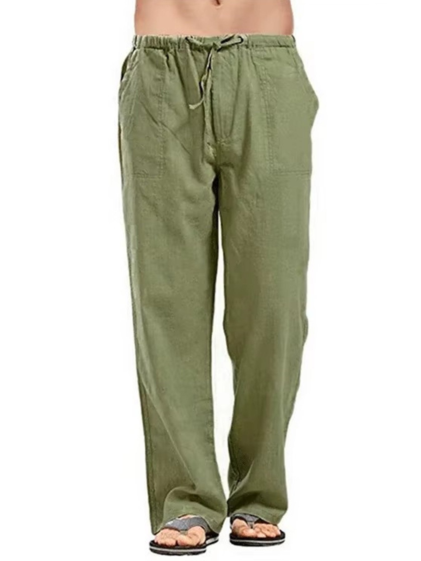 Green Solid Relaxed Pants