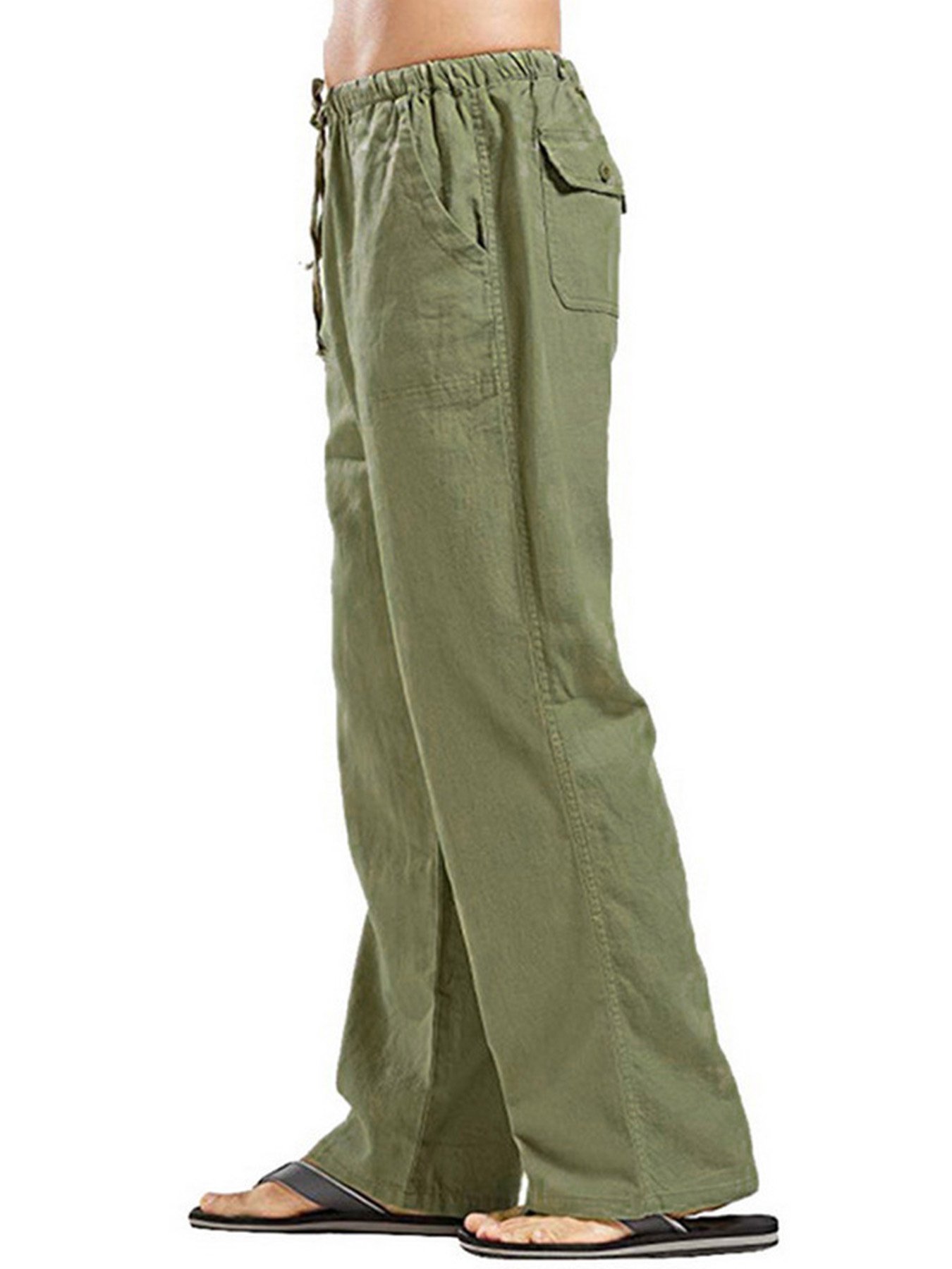 Green Solid Relaxed Pants
