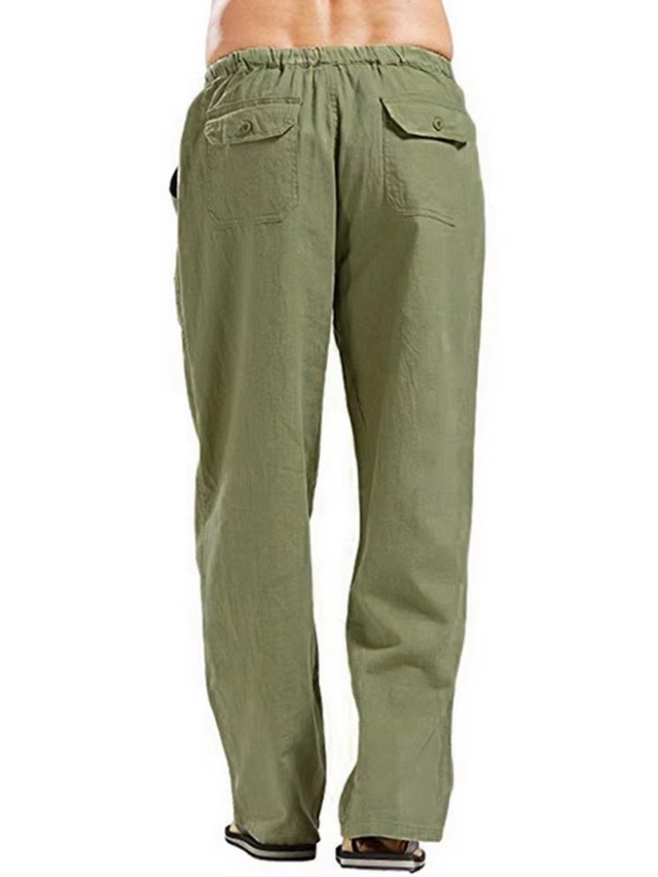 Green Solid Relaxed Pants