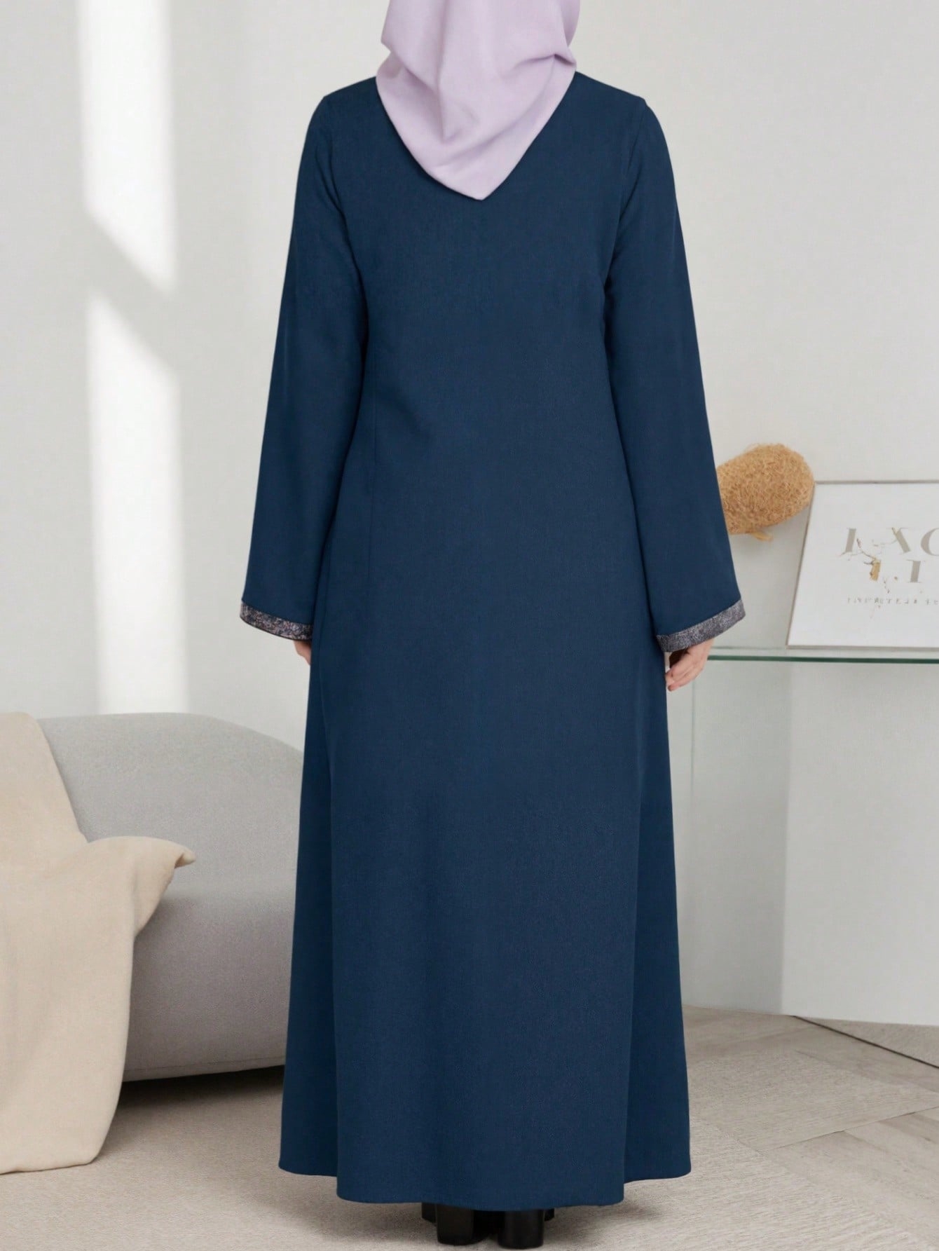 Dark Blue Solid Abaya