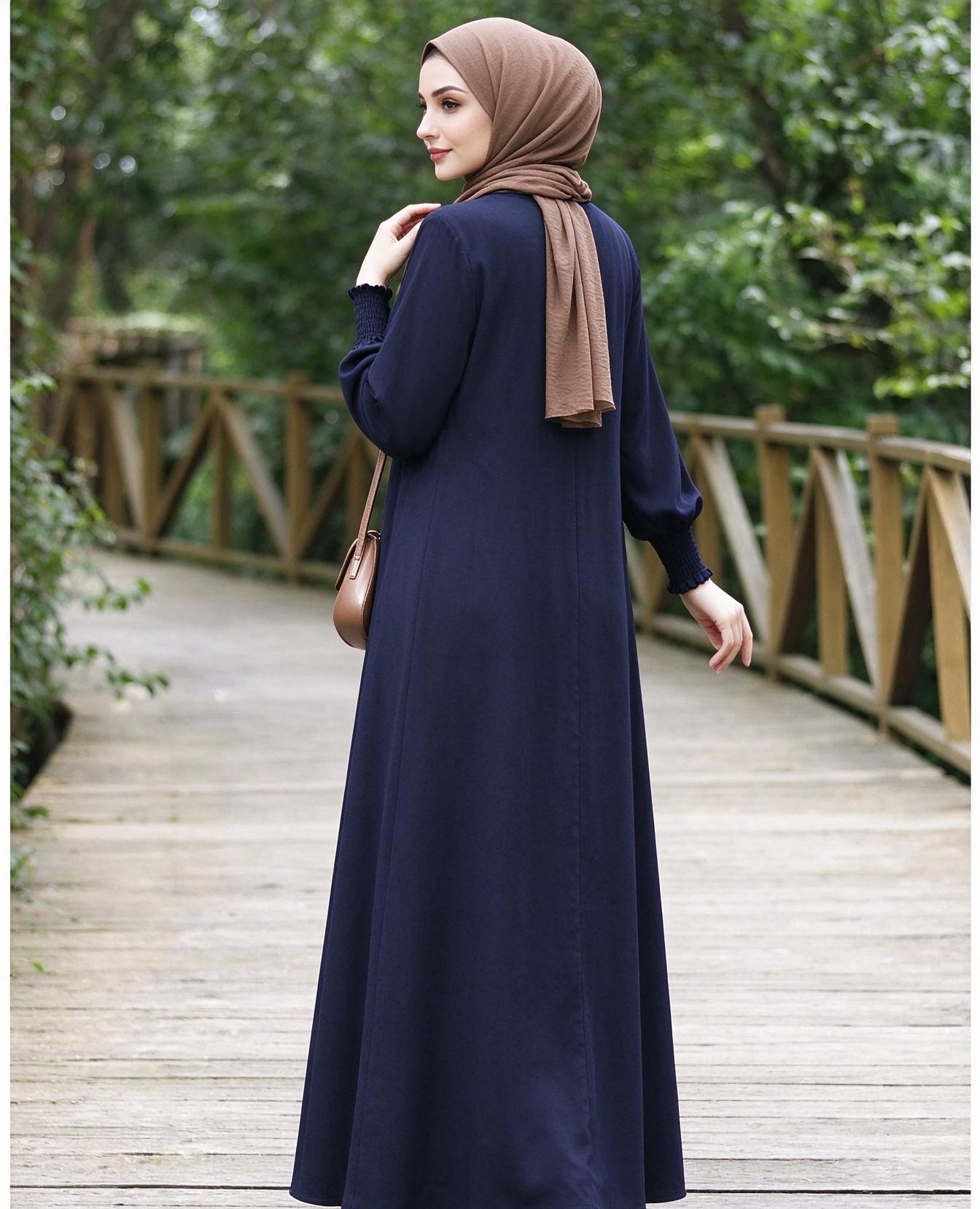 Dark Blue Solid Abaya