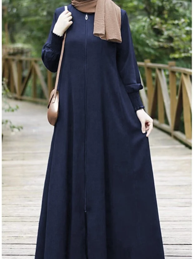 Dark Blue Solid Abaya