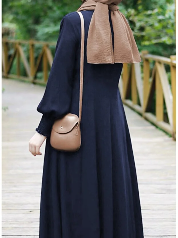 Dark Blue Solid Abaya