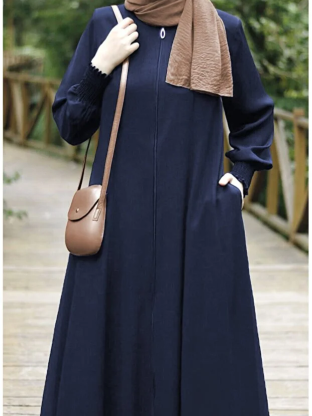 Dark Blue Solid Abaya