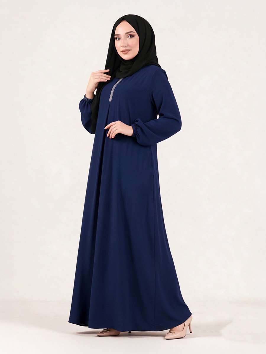 Dark Blue Long Sleeve Abaya