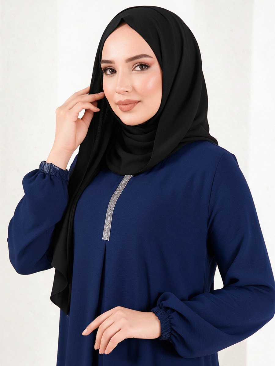 Dark Blue Long Sleeve Abaya