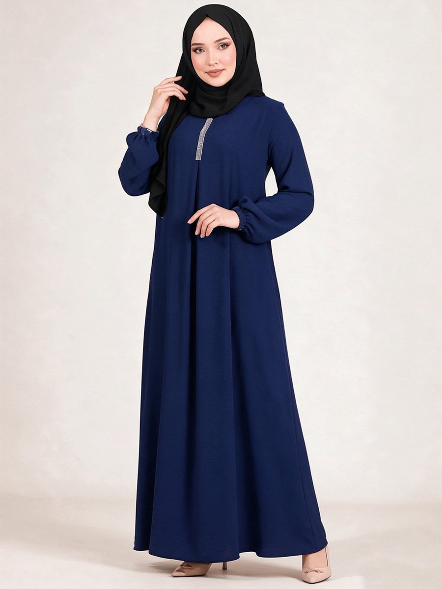 Dark Blue Long Sleeve Abaya