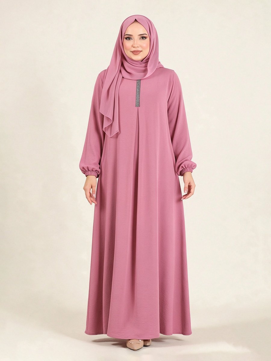 Pink Long Sleeve Abaya