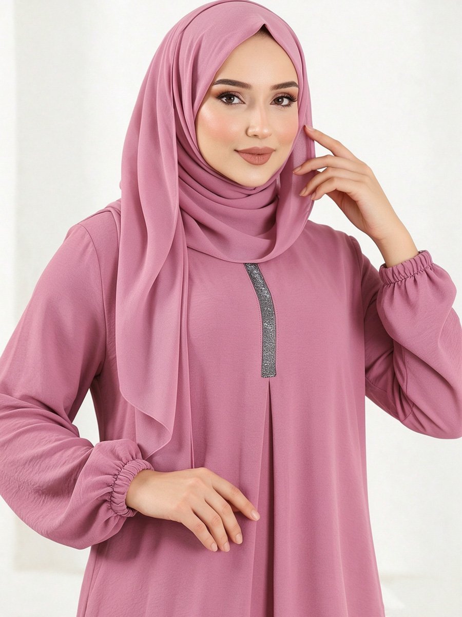 Pink Long Sleeve Abaya