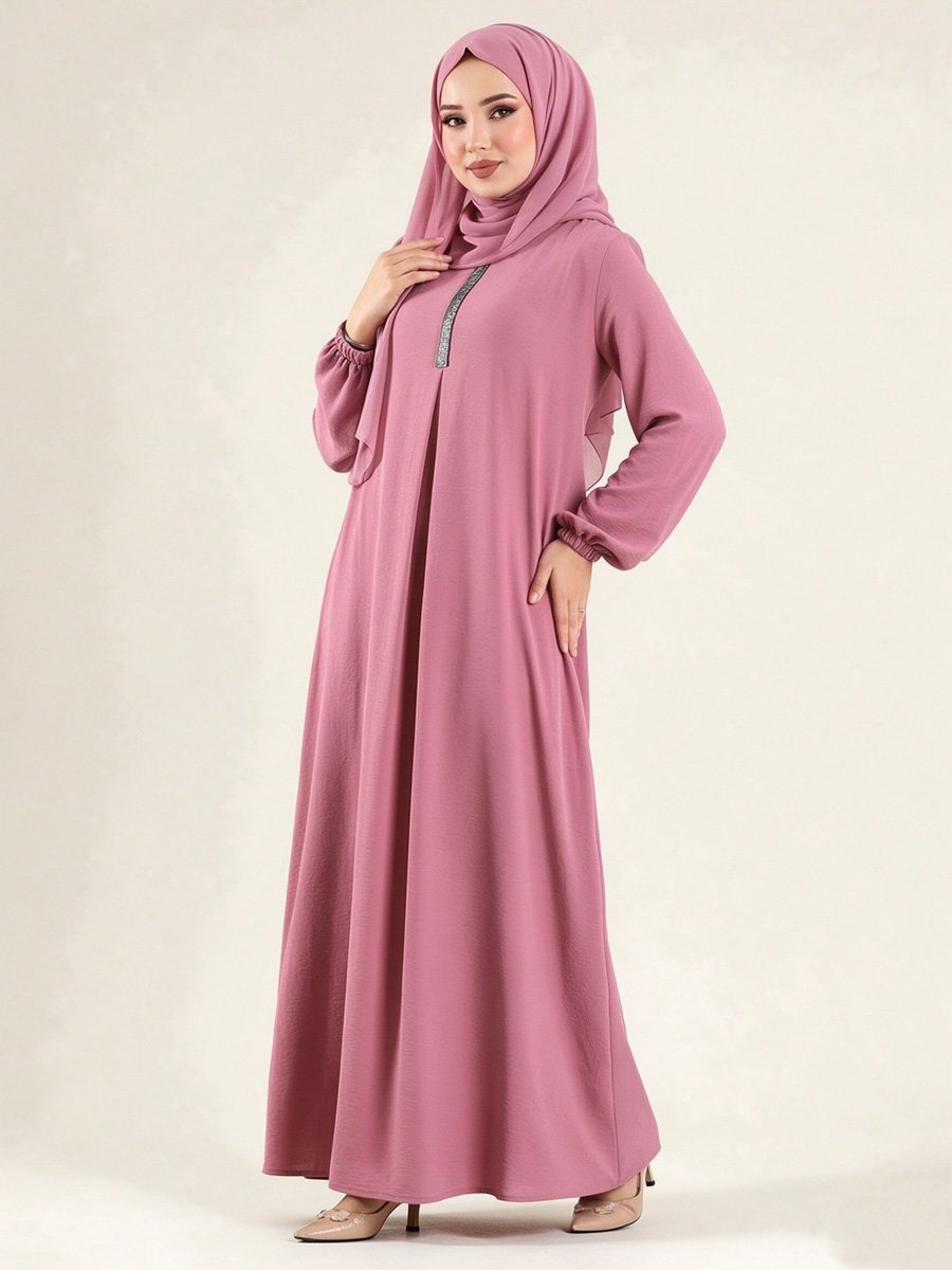 Pink Long Sleeve Abaya