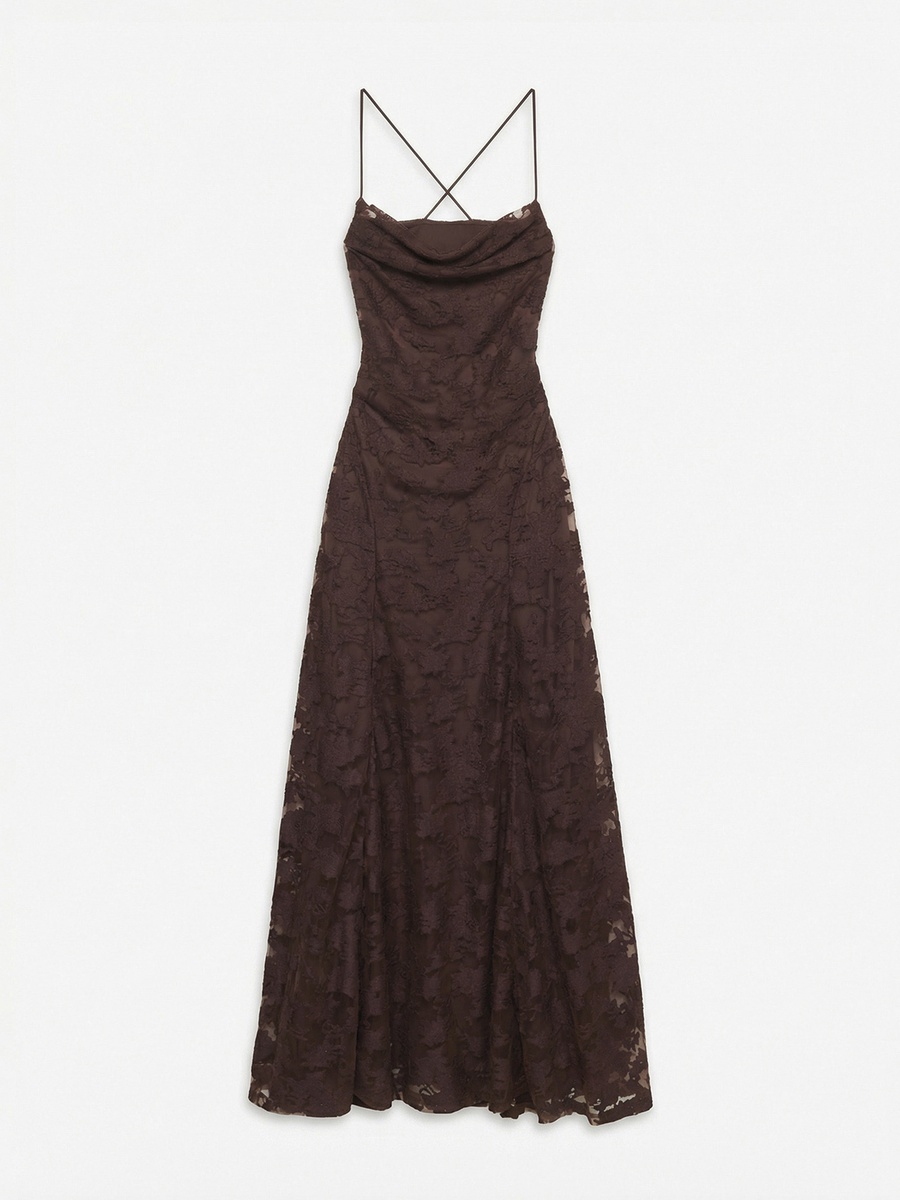 Jacquard Strappy Maxi Dress