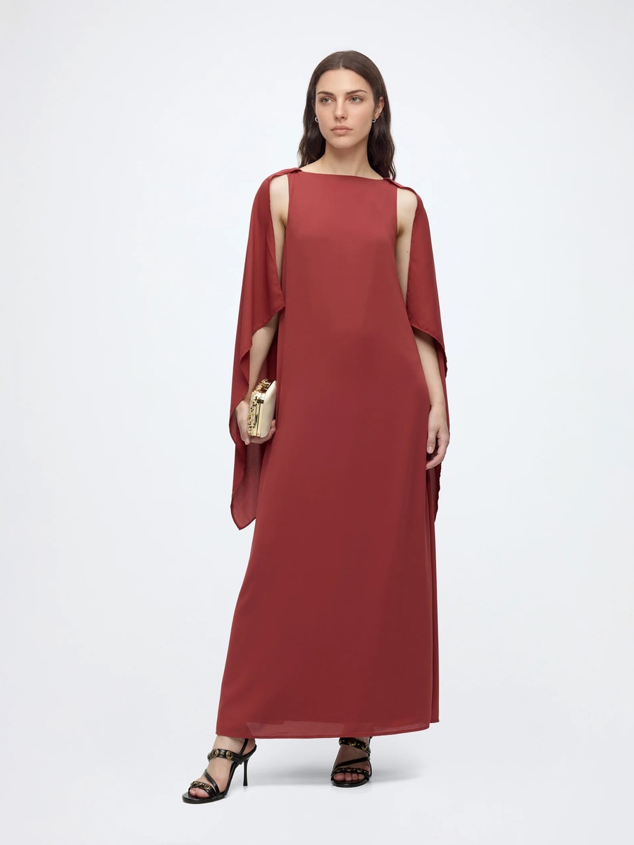 Boat Neck Cape Maxi Dress