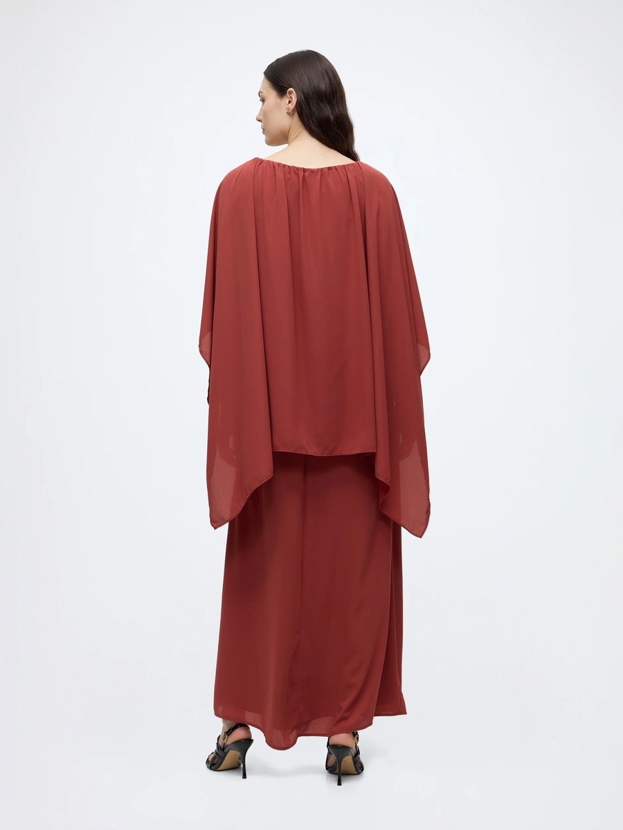 Boat Neck Cape Maxi Dress