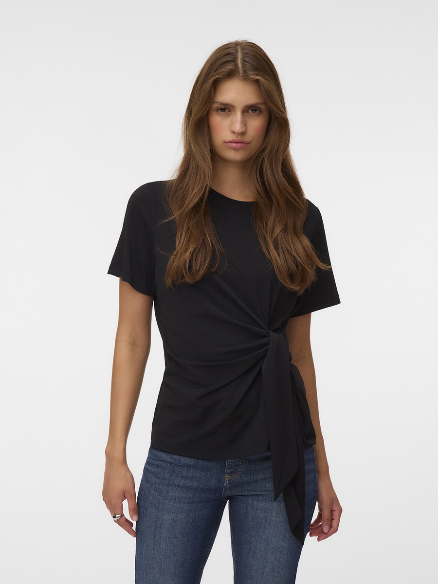 Tie-Detail Short Sleeve Jersey Top