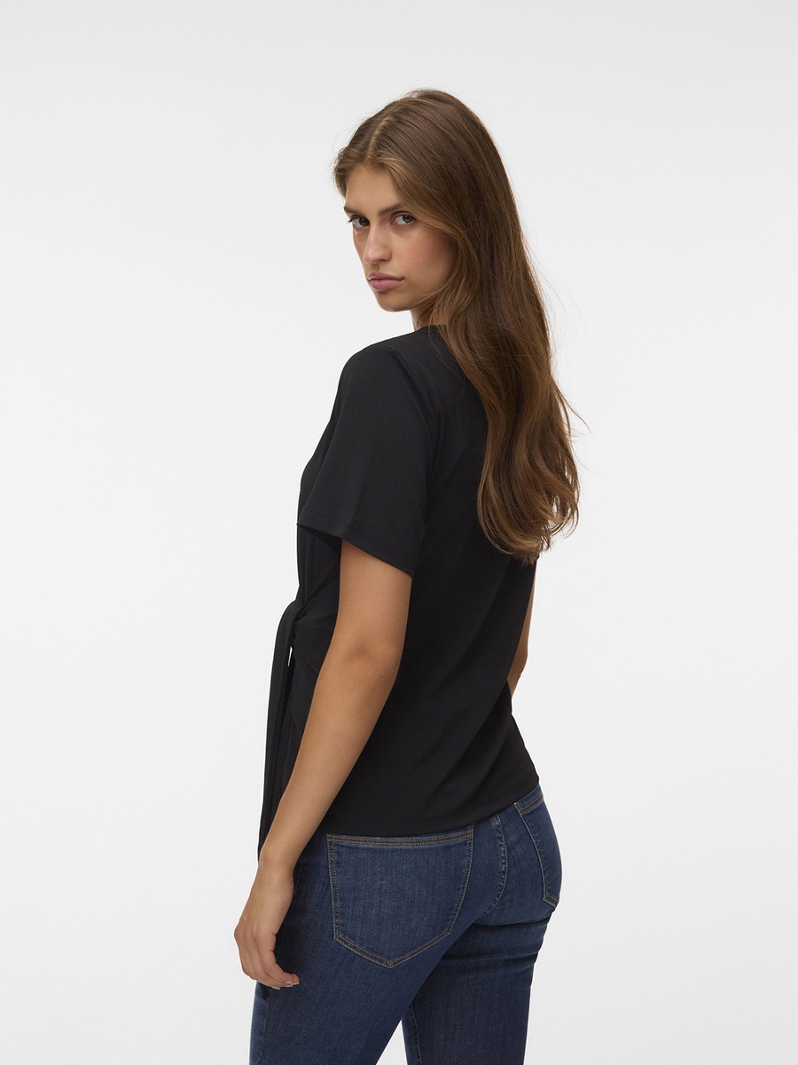 Tie-Detail Short Sleeve Jersey Top