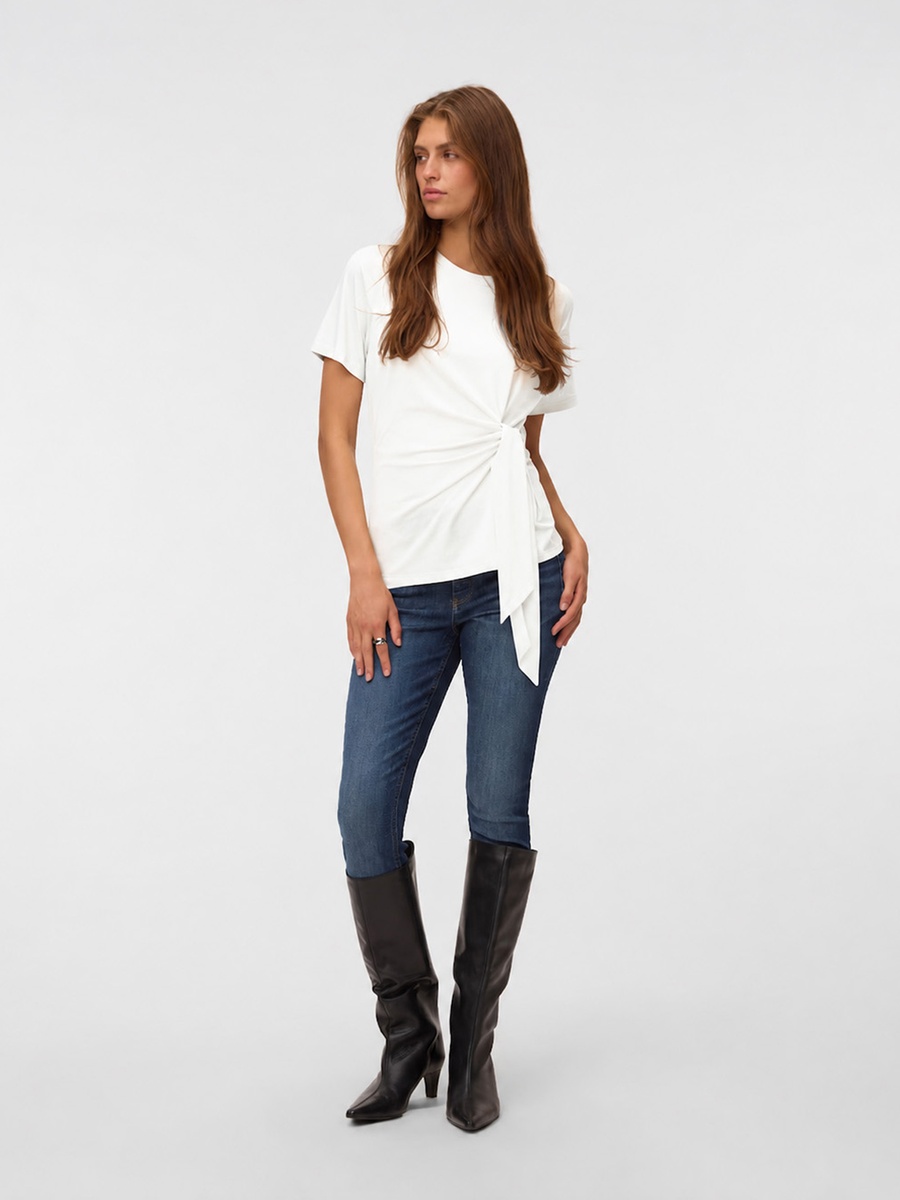 Tie-Detail Short Sleeve Jersey Top