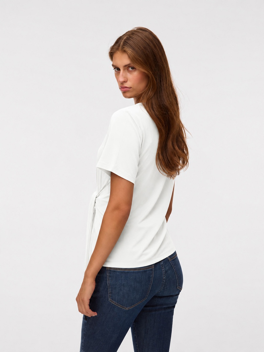 Tie-Detail Short Sleeve Jersey Top