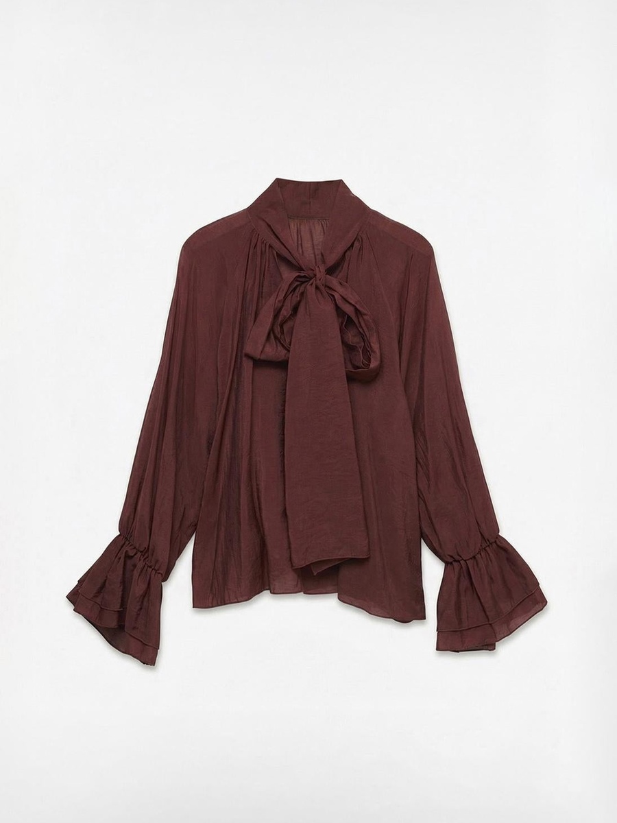 Long Sleeve Ruffle Scarf Top