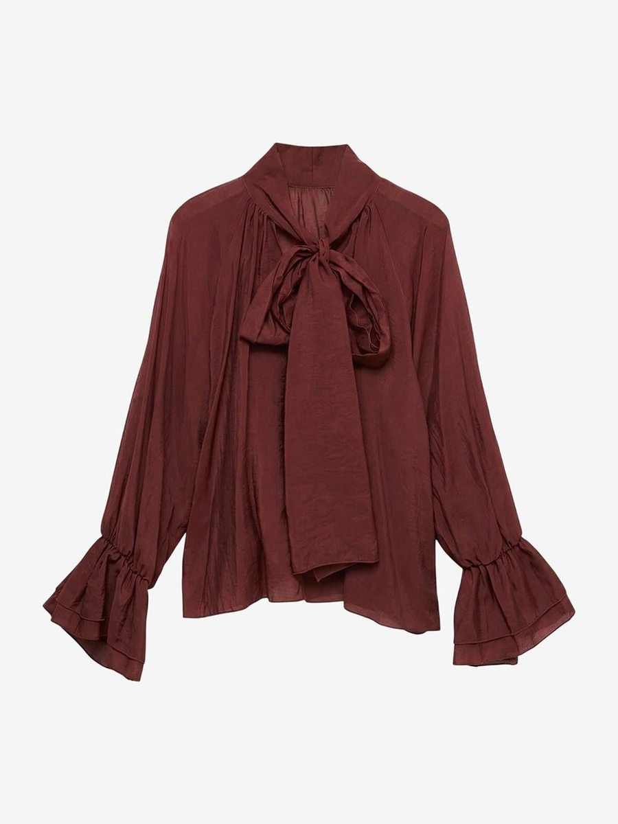 Long Sleeve Ruffle Scarf Top