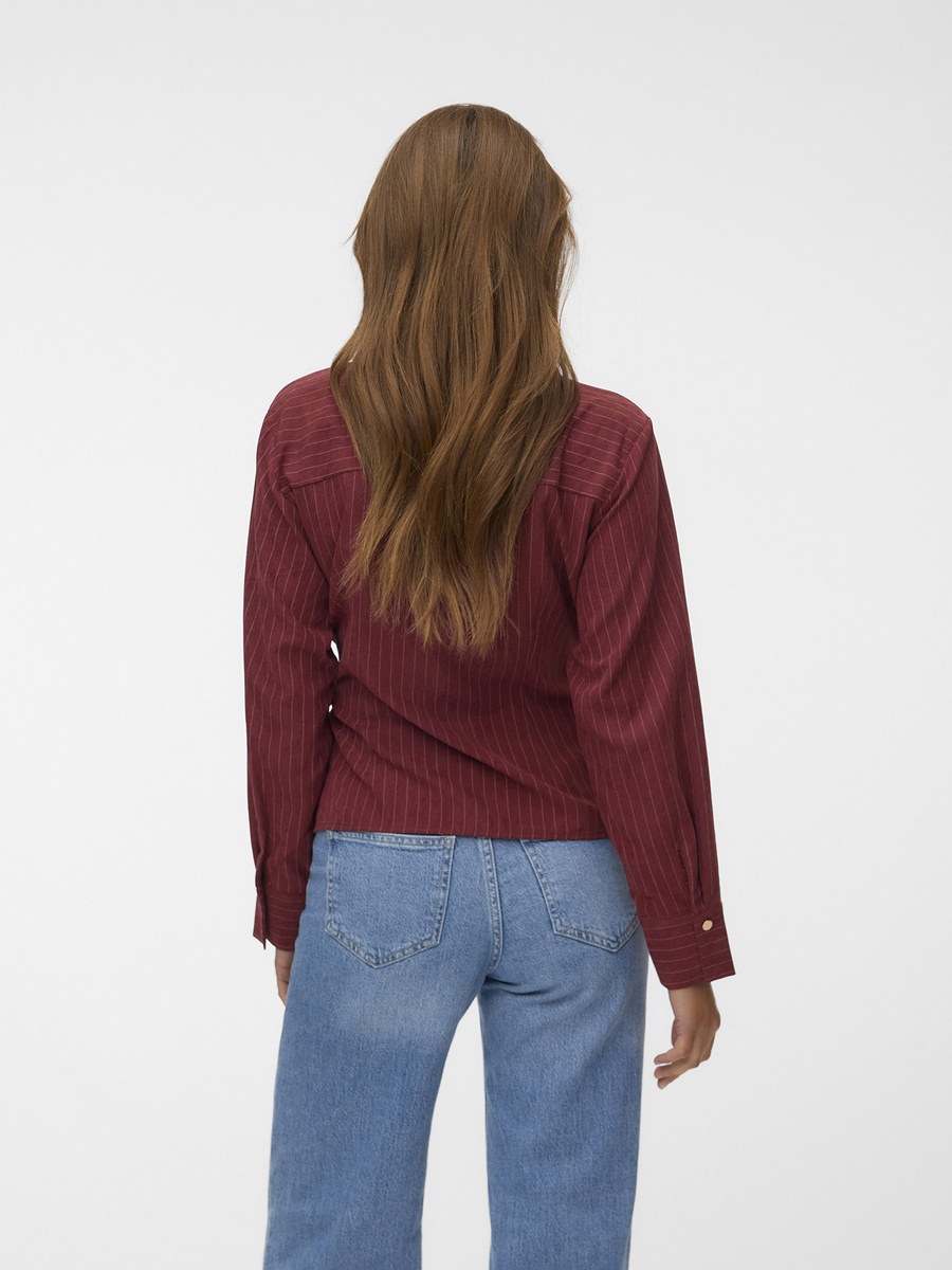 Striped Long Sleeve Wrap Top