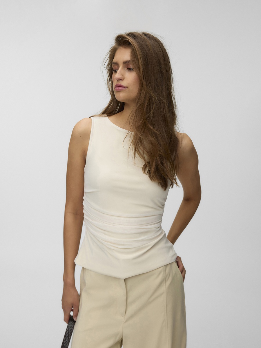 Sleeveless Mesh Jersey Top